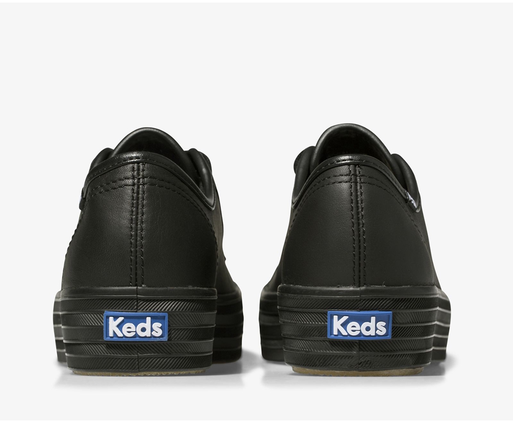 Keds Sneakers Black - Triple Kick Leather - Womens LBEIGK-601